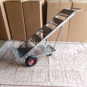 Carretilla Plegable de Aleación de Aluminio de Cuatro Ruedas y Doble Capa Plateada, Carro de Transporte de Carga Multifuncional - Product Image 1