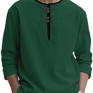 Men's Relaxed-Fit Linen Shirt | Vintage Embroidery Detail for Effortless Casual Style - Product Image 6