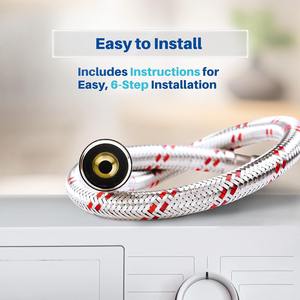 Tuyaux d'alimentation en eau chaude et froide en acier inoxydable de haute qualité, résistants aux éclats, lot de 2, pour machines à laver - Product Image 4