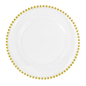 <span class=keywords><strong>Assiette</strong></span> de présentation transparente de 13 pouces pour mariage, avec perles dorées, en plastique, sous-<span class=keywords><strong>assiette</strong></span> en acrylique, pour service de <span class=keywords><strong>table</strong></span> de Noël - Product Image 1