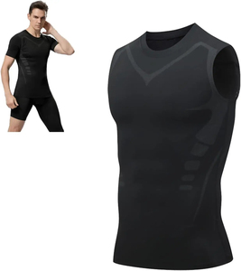 Summer Cool Men's Sleeveless <b>Compression</b> Shapewear Body Shaper Ice Silk <b>Vest</b> Sports Fitness Yoga Wear Breathable Tops - Product Image 1