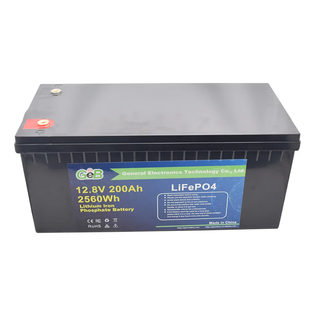 Geb LiFepo4 Batterij Oplaadbare Lithium Lifepo4 Batterij 12V 200Ah Zonne-energie Opslag Batterij 12.8V 200ah