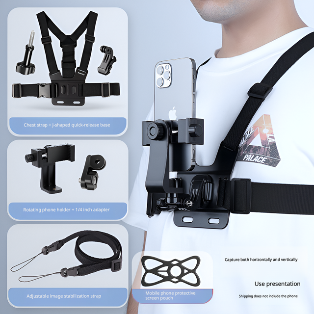 Adjustable Headband Phone Holder Chest Strap Phone Mount Sports Camera Mount for POV First-Person Shooting Cycling