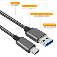 Câble USB3.0 Type-C plaqué nickel 5 Gbps 6A Charge rapide Blindage en nylon tressé 1-3 m Compatible avec les appareils mobiles Android