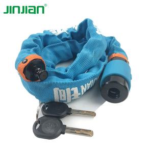 Jinjian serrure de <span class=keywords><strong>porte</strong></span> à chaîne à clé bleue serrure de vélo à chaîne solide couverture en nylon avec deux clés capuchon anti-poussière - Product Image 5