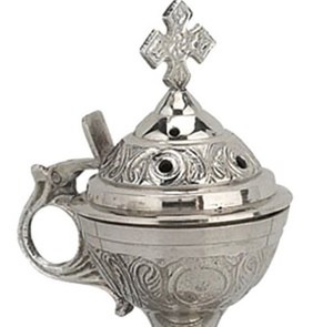 Brûleur d'encens Thurible en métal argenté Brûleur de parfum Encensoir-Wiero Turibulum Incensario en bois et matériel de graine - Product Image 1