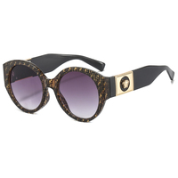 Lunettes de soleil circulaires en plastique au design tendance, grandes montures, branches métalliques, style vintage unisexe, protection UV400, modèle personnalisé 995-1