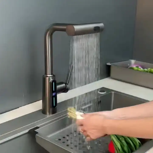 Grifo de cocina giratorio multifunción de 360 grados, grifo de pantalla de temperatura Led Digital, grifo de lavabo extraíble para Baño - Product Image 2