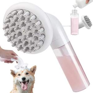 Pet <b>Shampoo</b> <b>Brush</b> With Massage Nodes For Dogs Cats Soft Silicone Bathing Tool 80ml Capacity - Product Image 1