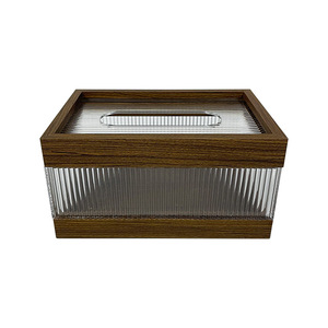 Wood Grain Tissue Box <b>Acrylic</b> 20x13x10.5 Cm For Home Living Room Car Bathroom Desktop <b>Storage</b> Customizable Logo - Product Image 4