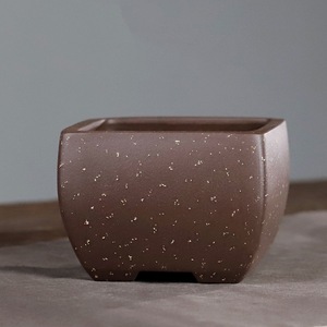 Pot à bonsaï carré Zisha, artisanat fait main recouvert de sable, Zhu Yongnan - Product Image 1