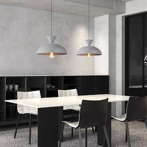 Lustre suspendu LED gris ciment de style Wabi-Sabi, industriel, avec hauteur réglable et fonction de gradation pour salon - Product Image 1