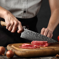 Couteau de chef professionnel, couteaux de cuisine en acier Damas avec manche en bois de sycomore figuré, fabriqué à la main