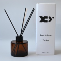 Bouteille de Luxe en Verre Ambré Vide pour Diffuseur à Bâtonnets, Ronde, 100 ml 120 ml, pour Huile Parfumée, Avec Bouchon