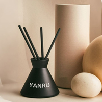 Botol kaca Diffuser Reed Hitam 200ml kosong stok tersedia botol aromaterapi kerucut
