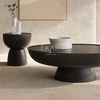 Ensemble de table basse ronde moderne en ciment pour l'extérieur canapé en bois élégant pour la vie en plein air pour la maison Villa Hotel Park Apartments