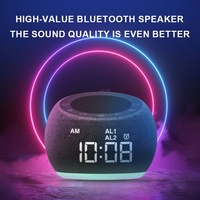 Nouvelle mini enceinte portable LED RVB colorée à piles avec horloge musicale et veilleuse, idéale pour la maison et l'extérieur