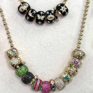 Gemnel 925 Plata circón esmalte estrella Rondelle encanto diapositiva cuenta para collares joyería personalizable - Product Image 2