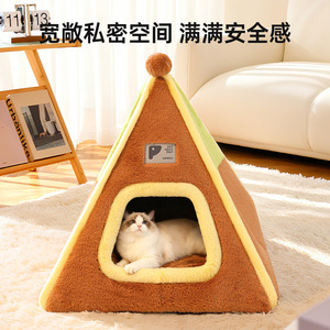 New style pet triangular cat <b>bed</b>, winter warm tent <b>bed</b>, enclosed pet house, cat villa, cross-border - Product Image 3