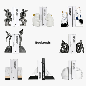 Modern Home Art Decoration Resin Fan <strong>Bookends</strong> Minimalist White Emery Office <strong>Bookend</strong> - Product Image 4