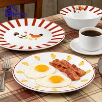 Nouvelle Collection Assiette Décorée Pastoralisme 7/8 pouces en Verre Opale Imprimé, Assiette Ronde Plate Résistante à la Chaleur, Vaisselle de Table Cuisine