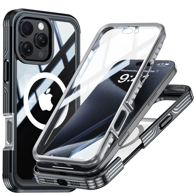 New Transparent 360 Degree Outsource With Built-in Screen Protector Anti Drop Dustproof Shockproof Phone case for IPhone16promax