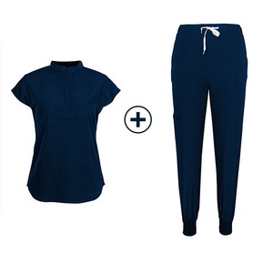 Uniforme Médico Personalizado con Cuello Mandarín y Manga Corta, Conjunto <span class=keywords><strong>de</strong></span> 2 Piezas, Unisex para Hombres y Mujeres, Uniforme <span class=keywords><strong>de</strong></span> Enfermería a la Moda - Product Image 4