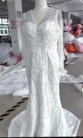 Vestido de Novia Sirena de Lujo 2026 con Cuello en V, Ilusión de Dos Piezas, Manga Larga Transparente con Cuentas y Falda de Gala Desmontable para Novias Africanas