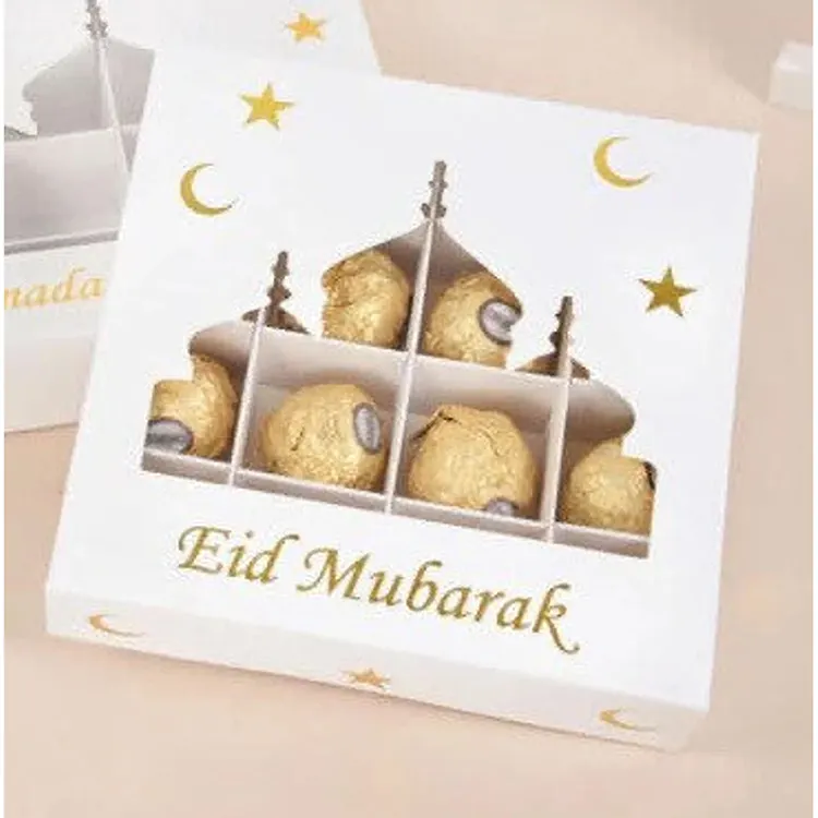 Caja de Chocolate de color dorado con trufa de regalo único para el hogar, cajas de embalaje para regalo Personal de Eid, hecho a mano, para Chocolate o pastelería