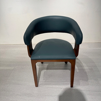 Fauteuil de salle à manger en cuir véritable pour hôtel, chaise de loisirs pour salon d'hôtel 5 étoiles avec siège en velours et bois de chêne ou de noyer pour restaurant