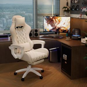 Chaise de jeu ergonomique pivotante moderne en cuir PU ALINUNU avec repose-pieds et massage - Product Image 5