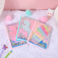 Joli carnet à paillettes licorne, carnet de notes coloré pour enfants, cadeau de dessin animé, carnet d'étudiant