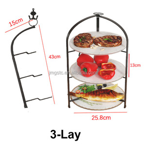 Nhà bếp kim loại món ăn Giá nhiều lớp thực phẩm bánh tráng miệng hiển thị đứng có thể gập lại Rau Trái Cây tấm lưu trữ giá - Product Image 4