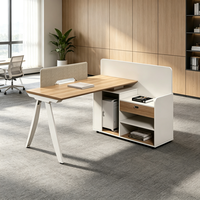 Poste de travail modulaire pour bureau ouvert avec cloison de séparation, armoire latérale et rangement sécurisé par mot de passe – Mobilier de bureau
