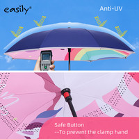 Parapluie manuel inversé pour enfants, poignée en C, parapluie droit 190T anti-UV, coupe-vent et imperméable, vente en gros