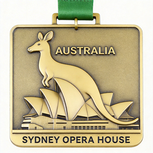 Médaille Souvenir Personnalisée Éco-responsable Opéra de Sydney & Kangourou, Métal Gravé au Laser 3D, Icône Australienne, Médaille Commémorative - Product Image 3