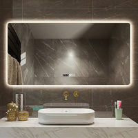Miroir de salle de bain LED rectangulaire moderne et minimaliste à coins arrondis avec rétroéclairage et commande tactile pour coiffeuse et hôtel (vente en gros)