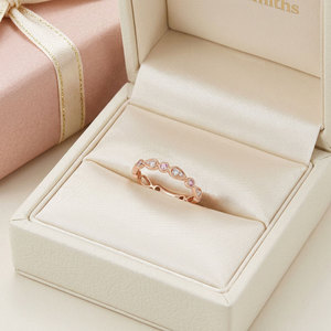 Anillo apilable de oro macizo de 18 quilates con zafiro rosa natural y diamantes naturales, estilo retro, de Hong Kong Fine Jewelry Band Wholesale, para mujer. - Product Image 5