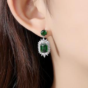 LUOTEEMI Hot Sale Luxury Women <strong>Emerald</strong> <strong>Jewelry</strong> <strong>Set</strong> Cubic Zirconia Necklace Earrings <strong>Jewelry</strong> <strong>Sets</strong> - Product Image 3