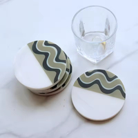 Nouveau produit cadeaux promotionnels de Noël impression couleur personnalisée écologique sous-verre en marbre de forme carrée ronde blanche de Carrare