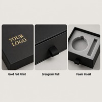 Boîte cadeau coulissante en carton noir mat avec dorure à chaud, impression personnalisée, rigide, robuste, recyclable, qualité supérieure, vente en gros, directement de l'usine