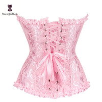 Corset rose classique vintage et haut sexy pour femmes bustier avec sous-vêtements grande taille Korset désossé à lacets