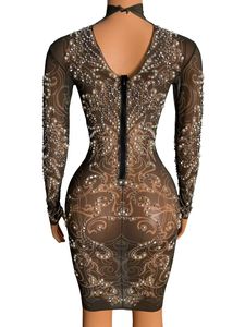 مثير أسود كريستال اللؤلؤ كوتيل حفلة موسيقية الورك ملفوفة اللباس حجم كبير السيدات فساتين السهرة النساء Bodycon ليلة النادي حزب اللباس - Product Image 4