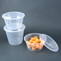 LANKE Récipients alimentaires personnalisés Bol à déjeuner étanche pour micro-ondes 2000ml de forme ronde Bols profonds jetables flexibles transparents