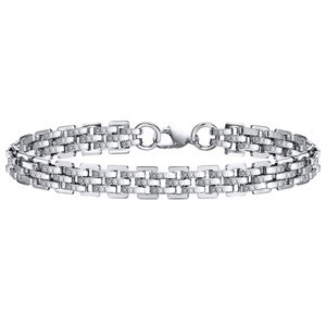 Bracelet simple et élégant en acier inoxydable, chaîne à maillons argentée pour hommes - Product Image 1