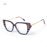 Montura de Gafas Ópticas de Acetato Premium, Ligeras y Duraderas, para Hombre y Mujer, con Lentes Transparentes, Lista para Usar