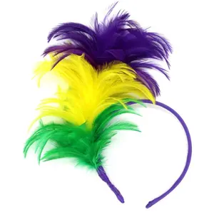 Mardi gras hair accessories yellow green purple headband colorful boutique hair accessories