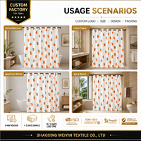 Rideau de douche sans crochets OEM ODM, impression personnalisée, anneaux fendus intégrés, tissu hydrofuge pour projets hôteliers et d'appartements