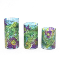 Ensemble de décoration de table de fête lumineuse pour la maison de 3 lanternes de table en verre cylindrique LED avec télécommande