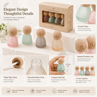 Bouteille diffuseur de parfum de luxe en verre dépoli rond avec bouchon en bois, pour décoration intérieure – Offre spéciale